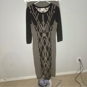 Allison Brittney Black and Cream Long Sleeve Dress Sz Small